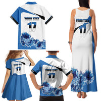 Estonia Grey Wolf and Cornflower Family Matching Tank Maxi Dress and Hawaiian Shirt Estonia Flag