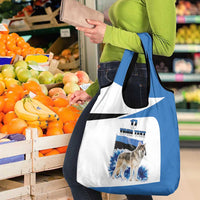 Estonia Grey Wolf and Cornflower Grocery Bag Estonia Flag