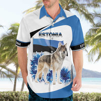 Estonia Grey Wolf and Cornflower Hawaiian Shirt Estonia Flag