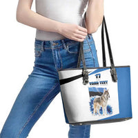 Estonia Grey Wolf and Cornflower Leather Tote Bag Estonia Flag