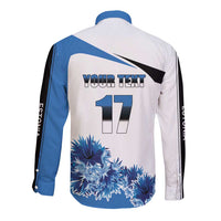 Estonia Grey Wolf and Cornflower Long Sleeve Button Shirt Estonia Flag