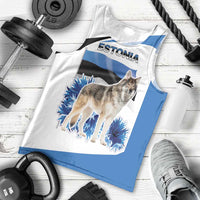 Estonia Grey Wolf and Cornflower Men Tank Top Estonia Flag