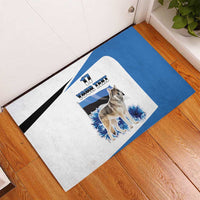 Estonia Grey Wolf and Cornflower Rubber Doormat Estonia Flag