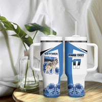 Estonia Grey Wolf and Cornflower Tumbler With Handle Estonia Flag