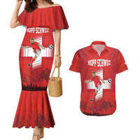 Custom Switzerland Football Couples Matching Mermaid Dress and Hawaiian Shirt Hopp Schwiiz!