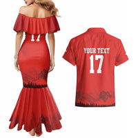 Custom Switzerland Football Couples Matching Mermaid Dress and Hawaiian Shirt Hopp Schwiiz!