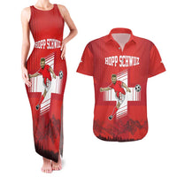 Custom Switzerland Football Couples Matching Tank Maxi Dress and Hawaiian Shirt Hopp Schwiiz!