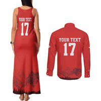 Custom Switzerland Football Couples Matching Tank Maxi Dress and Long Sleeve Button Shirt Hopp Schwiiz!