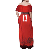 Custom Switzerland Football Family Matching Off Shoulder Maxi Dress and Hawaiian Shirt Hopp Schwiiz!