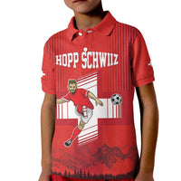Custom Switzerland Football Kid Polo Shirt Hopp Schwiiz!