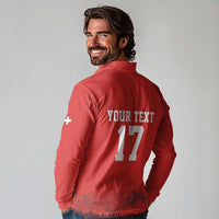 Custom Switzerland Football Long Sleeve Polo Shirt Hopp Schwiiz!