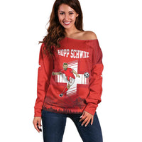 Custom Switzerland Football Off Shoulder Sweater Hopp Schwiiz!