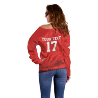 Custom Switzerland Football Off Shoulder Sweater Hopp Schwiiz!