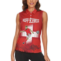 Custom Switzerland Football Women Sleeveless Polo Shirt Hopp Schwiiz!
