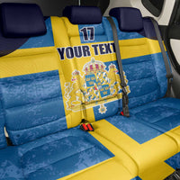 Custom Sweden Flag and Coat of arms Back Car Seat Cover Three Crowns of Sweden
