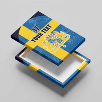 Custom Sweden Flag and Coat of arms Canvas Wall Art Three Crowns of Sweden