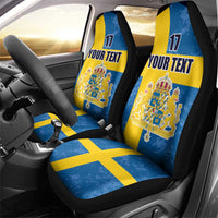 Custom Sweden Flag and Coat of arms Car Seat Cover Three Crowns of Sweden