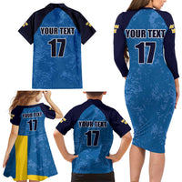 Custom Sweden Flag and Coat of arms Family Matching Long Sleeve Bodycon Dress and Hawaiian Shirt Three Crowns of Sweden