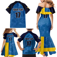 Custom Sweden Flag and Coat of arms Family Matching Mermaid Dress and Hawaiian Shirt Three Crowns of Sweden