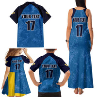 Custom Sweden Flag and Coat of arms Family Matching Tank Maxi Dress and Hawaiian Shirt Three Crowns of Sweden