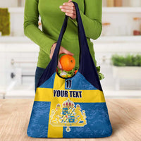 Custom Sweden Flag and Coat of arms Grocery Bag Three Crowns of Sweden