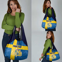 Custom Sweden Flag and Coat of arms Grocery Bag Three Crowns of Sweden