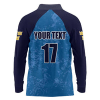 Custom Sweden Flag and Coat of arms Long Sleeve Polo Shirt Three Crowns of Sweden