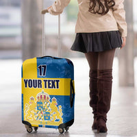 Custom Sweden Flag and Coat of arms Luggage Cover Three Crowns of Sweden