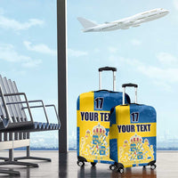 Custom Sweden Flag and Coat of arms Luggage Cover Three Crowns of Sweden