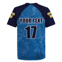 Custom Sweden Flag and Coat of arms Rugby Jersey Three Crowns of Sweden
