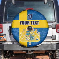Custom Sweden Flag and Coat of arms Spare Tire Cover Three Crowns of Sweden