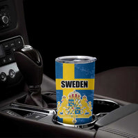 Custom Sweden Flag and Coat of arms Tumbler Cup Three Crowns of Sweden