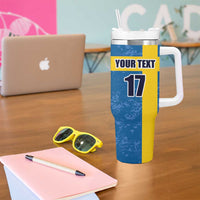 Custom Sweden Flag and Coat of arms Tumbler With Handle Three Crowns of Sweden