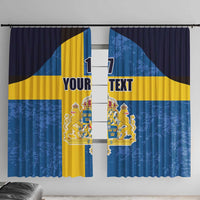 Custom Sweden Flag and Coat of arms Window Curtain Three Crowns of Sweden