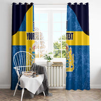 Custom Sweden Flag and Coat of arms Window Curtain Three Crowns of Sweden