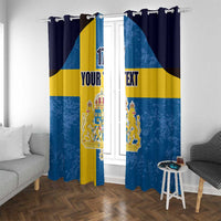 Custom Sweden Flag and Coat of arms Window Curtain Three Crowns of Sweden