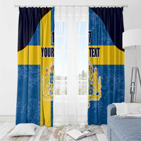 Custom Sweden Flag and Coat of arms Window Curtain Three Crowns of Sweden