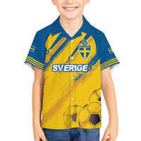Custom Sweden Football Family Matching Off The Shoulder Long Sleeve Dress and Hawaiian Shirt Sporty Style