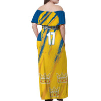 Custom Sweden Football Off Shoulder Maxi Dress Sporty Style