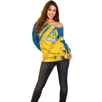 Custom Sweden Football Off Shoulder Sweater Sporty Style