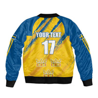 Custom Sweden Football Sleeve Zip Bomber Jacket Sporty Style