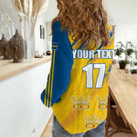 Custom Sweden Football Women Casual Shirt Sporty Style