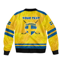 Personalized Sweden Ice Hockey Bomber Jacket Sporty Style