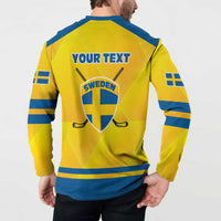 Personalized Sweden Ice Hockey Button Sweatshirt Sporty Style