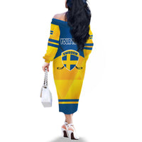 Personalized Sweden Ice Hockey Family Matching Off The Shoulder Long Sleeve Dress and Hawaiian Shirt Sporty Style