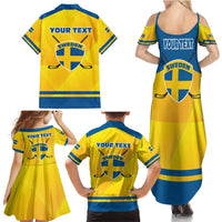 Personalized Sweden Ice Hockey Family Matching Summer Maxi Dress and Hawaiian Shirt Sporty Style