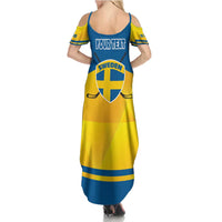 Personalized Sweden Ice Hockey Family Matching Summer Maxi Dress and Hawaiian Shirt Sporty Style