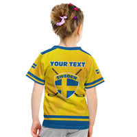 Personalized Sweden Ice Hockey Kid T Shirt Sporty Style