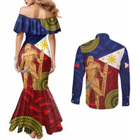 Philippines National Flag Day 28 May Couples Matching Mermaid Dress and Long Sleeve Button Shirt Lapu-Lapu King