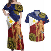 Philippines National Flag Day 28 May Couples Matching Off Shoulder Maxi Dress and Hawaiian Shirt Lapu-Lapu King